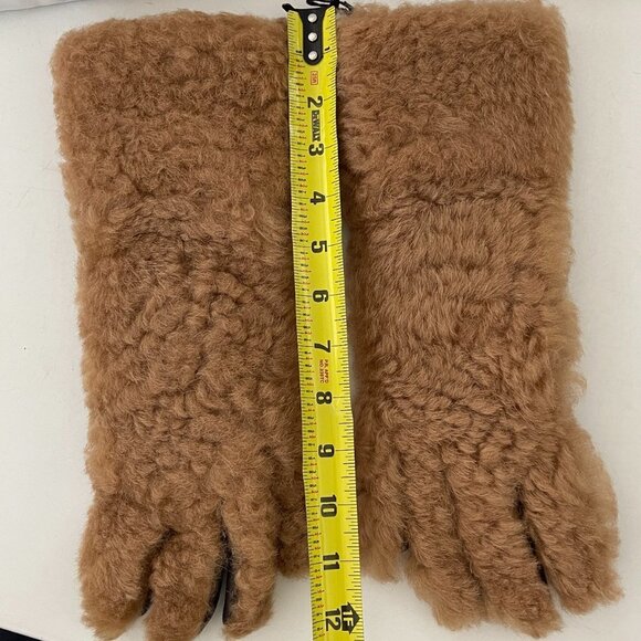 BOTTEGA VENETA Leather and Shearling Women's Gloves, Brown and Tan, 649949 - Picture 5 of 10